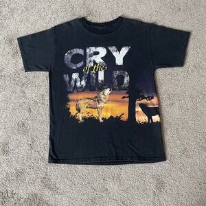 Vintage 90s Wolf Nature Wrap Around Shirt Cry‎ of the Wild Size Large